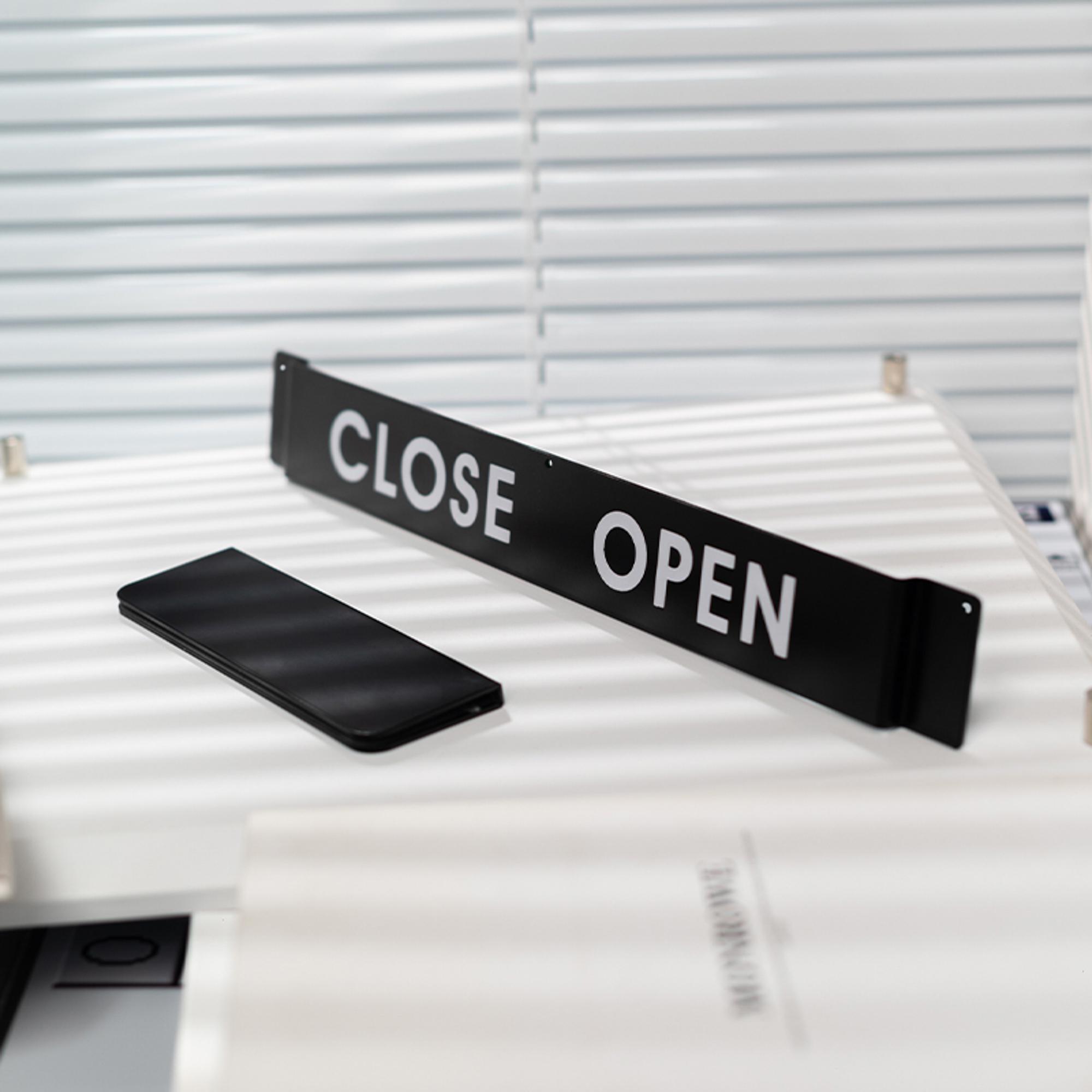 Double-sided Metal Door Sign - for Glass Doors Slide to Show Open ...