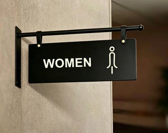 Metal Hanging Room Sign - Double-Sided Custom Print, Suitable for Office, Clinic, Shop Identification, Modern Minimalist Design