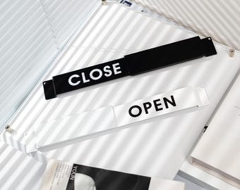 Double-Sided Metal Door Sign - For Glass Doors  Slide to Show Open/Closed Shop Door Sign