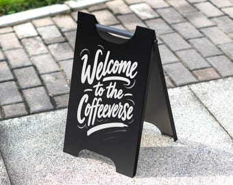 Foldable Metal Sandwich Board Baked Surface Customizable Logo Suitable for Shop Front Display