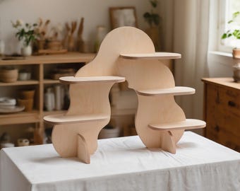 Cloud-Shaped Birch Plywood Display Shelf: Craft Fair Decor