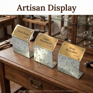 Galvanized Metal Sign Holders Set of 6, Magnetic Acrylic Table Tent Signs, DIY Printable Bakery Price Tag, Cafe Menu Holder Display Stand