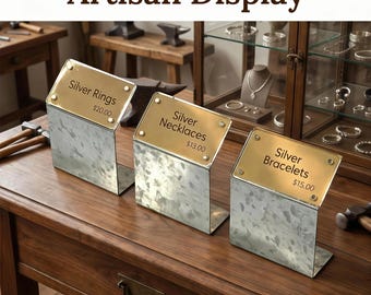 Galvanized Metal Sign Holders Set of 6, Magnetic Acrylic Table Tent Signs, DIY Printable Bakery Price Tag, Cafe Menu Holder Display Stand