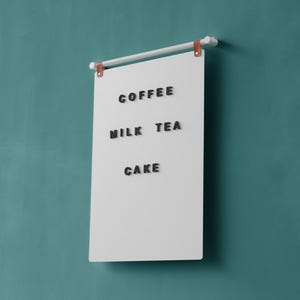 Tablero de menú con letras magnéticas para montar en la pared: contenido personalizable, pantalla de doble cara, ideal para cafeterías, restaurantes y decoración de tiendas