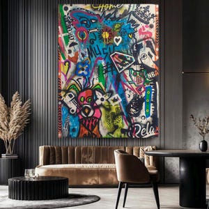 Colorful Abstract Stretched Canvas Art: Funky Home Decor
