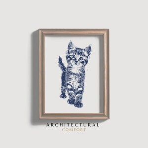 Impression linogravure chat, affiche chat, impression chat, art de la nature, illustration de chat mignon, décoration de chambre d'enfant, joie de chaton, carte postale d'anniversaire, cadeau pour amoureux des chats
