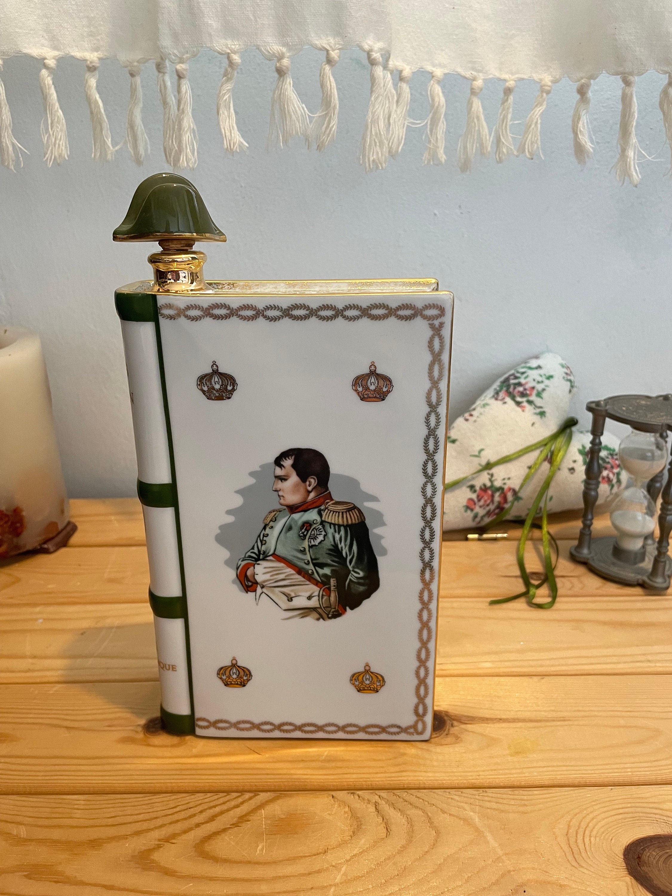 Camus Napoleon Cognac Decanter, Ceramic, Shape of a Book, Vintage