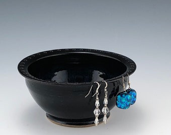 Earring bowl, jewelry bowl, blue-black pottery jewelry bowl, ceramic bowl, earring bowl