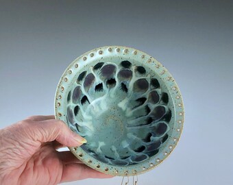 Earring Bowl, ready to ship, 42 holes, special glazing.
