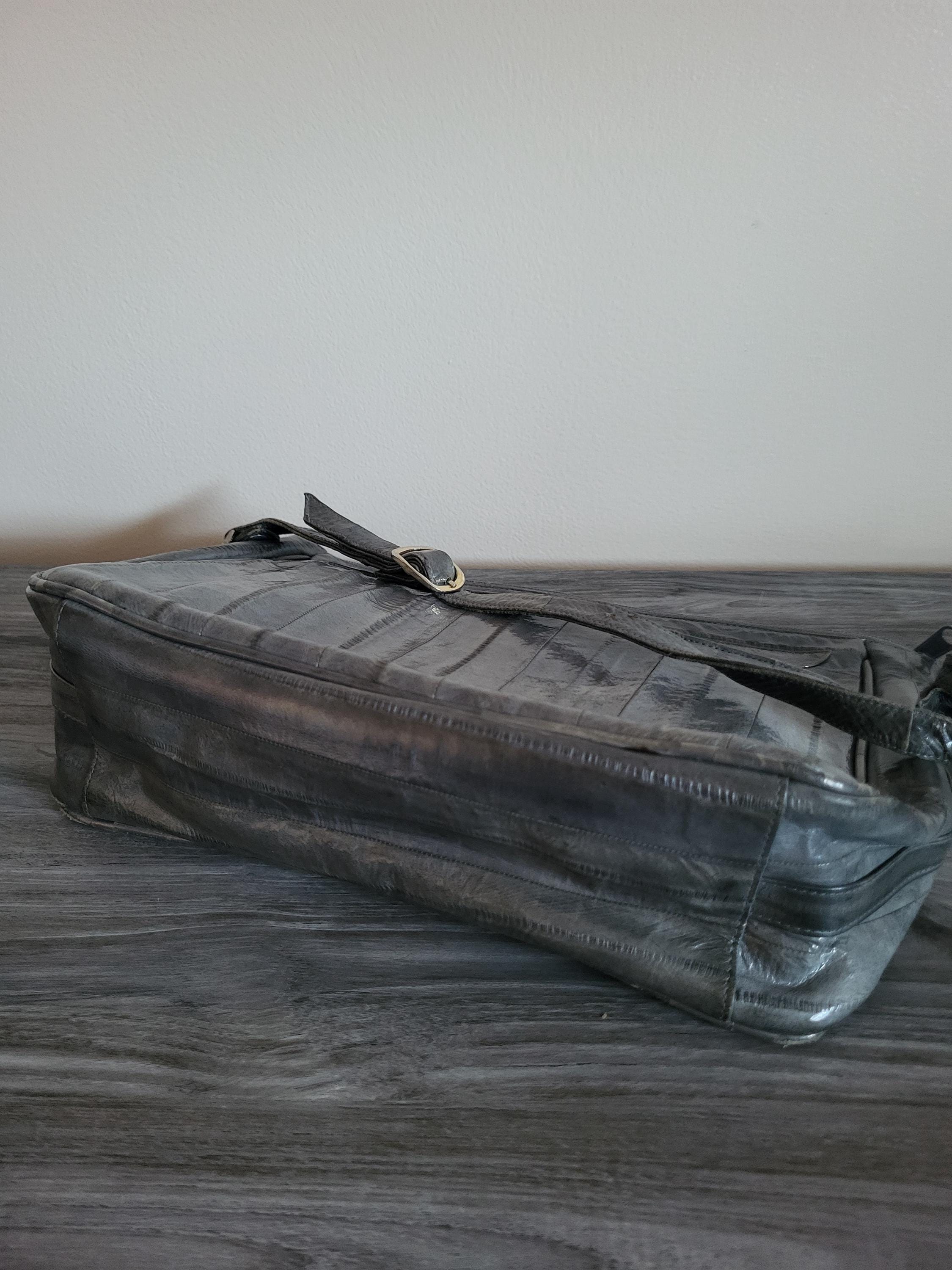 Vintage Gray Eel Skin Leather Shoulder Bag 1980s - Etsy display picture 1