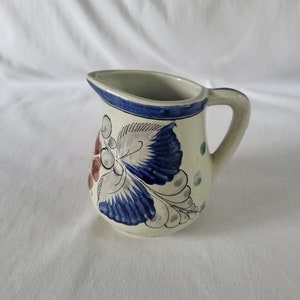 Vintage Tonala Pottery Hand Painted Ceramic Creamer/Small Pitcher, Signed/Numbered, Mexican Folk Art