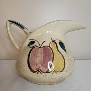 Vintage Purinton Fruit 32 Oz Dutch Jug, Hand Painted, 1950s USA