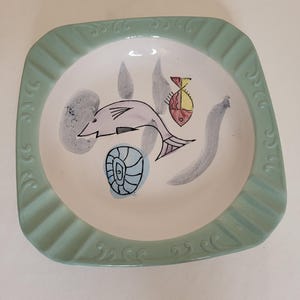 Vintage Ceramic Fish Ashtray/Dish, Hand Painted, Japan MCM