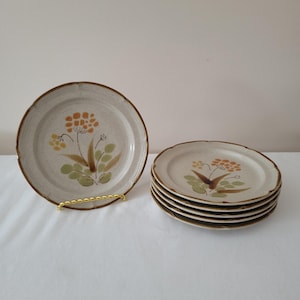 Set of 6 Vintage Hearthside Stoneware Salad Plates, Somerset Pattern, Japan 1970s