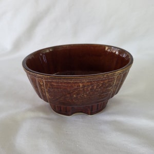 Vintage Kochson Keramik brauner ovaler Fuß-Topf, Stil # 26, USA MCM