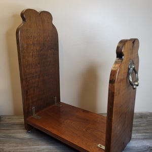 Vintage Handmade Wood Stationary Book Rack, Asymmetrical Ends