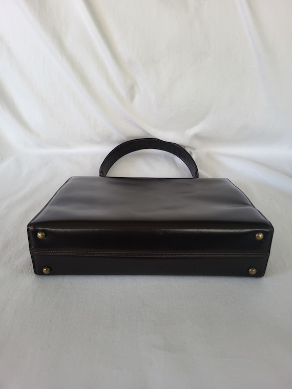 Vintage Bienen-Davis Brown Leather Handbag, Top H… - image 4