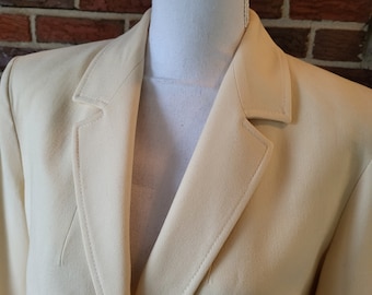 Vintage Jaeger Wool Blazer 2 Button Cream 1980s Made in Great Britain