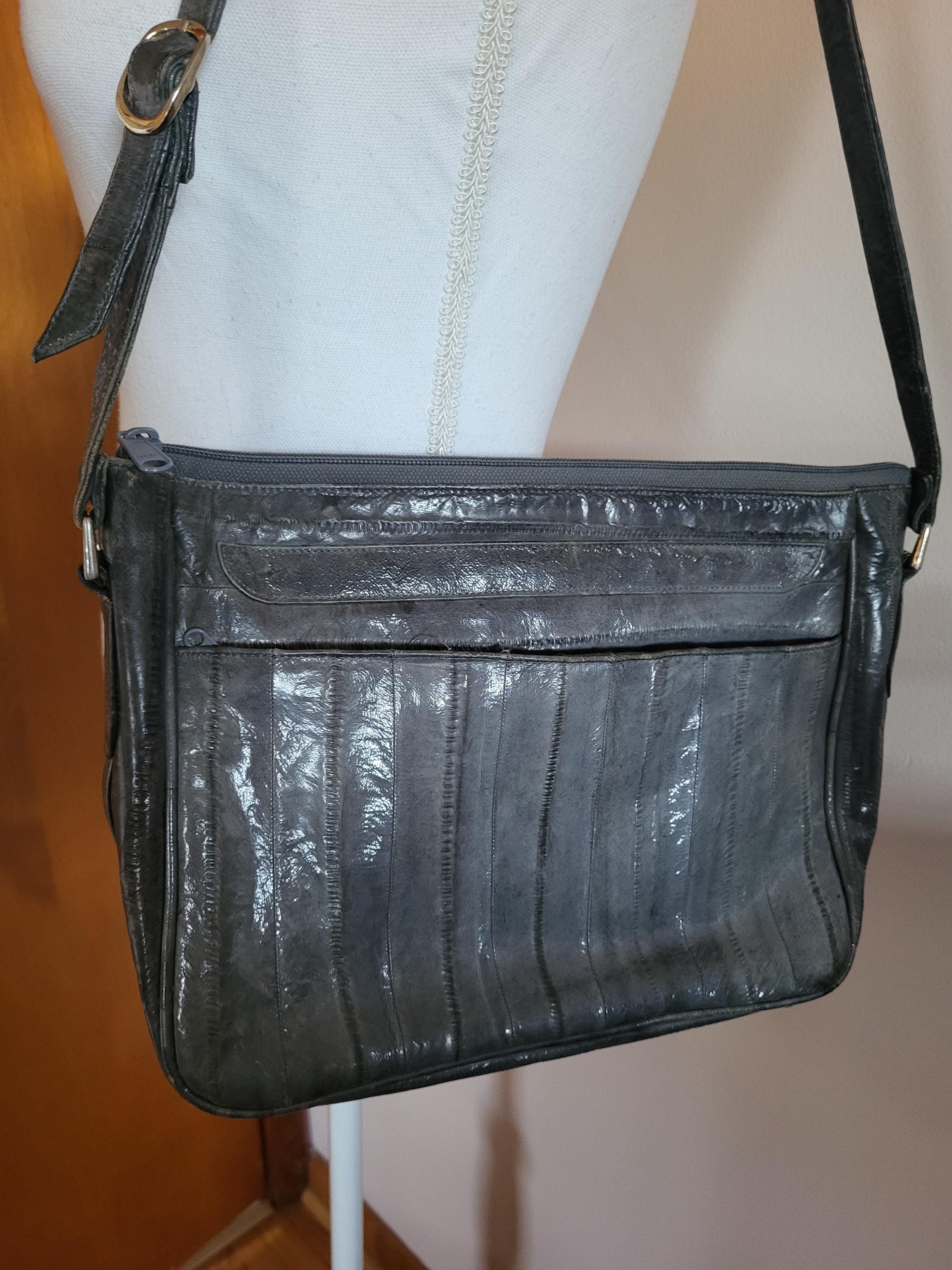 Vintage Gray Eel Skin Leather Shoulder Bag 1980s - Etsy display picture 1