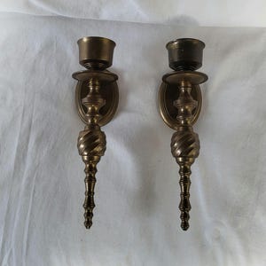 Paar Vintage Messing Kerzenleuchter, 10 Zoll, Wandhalterung
