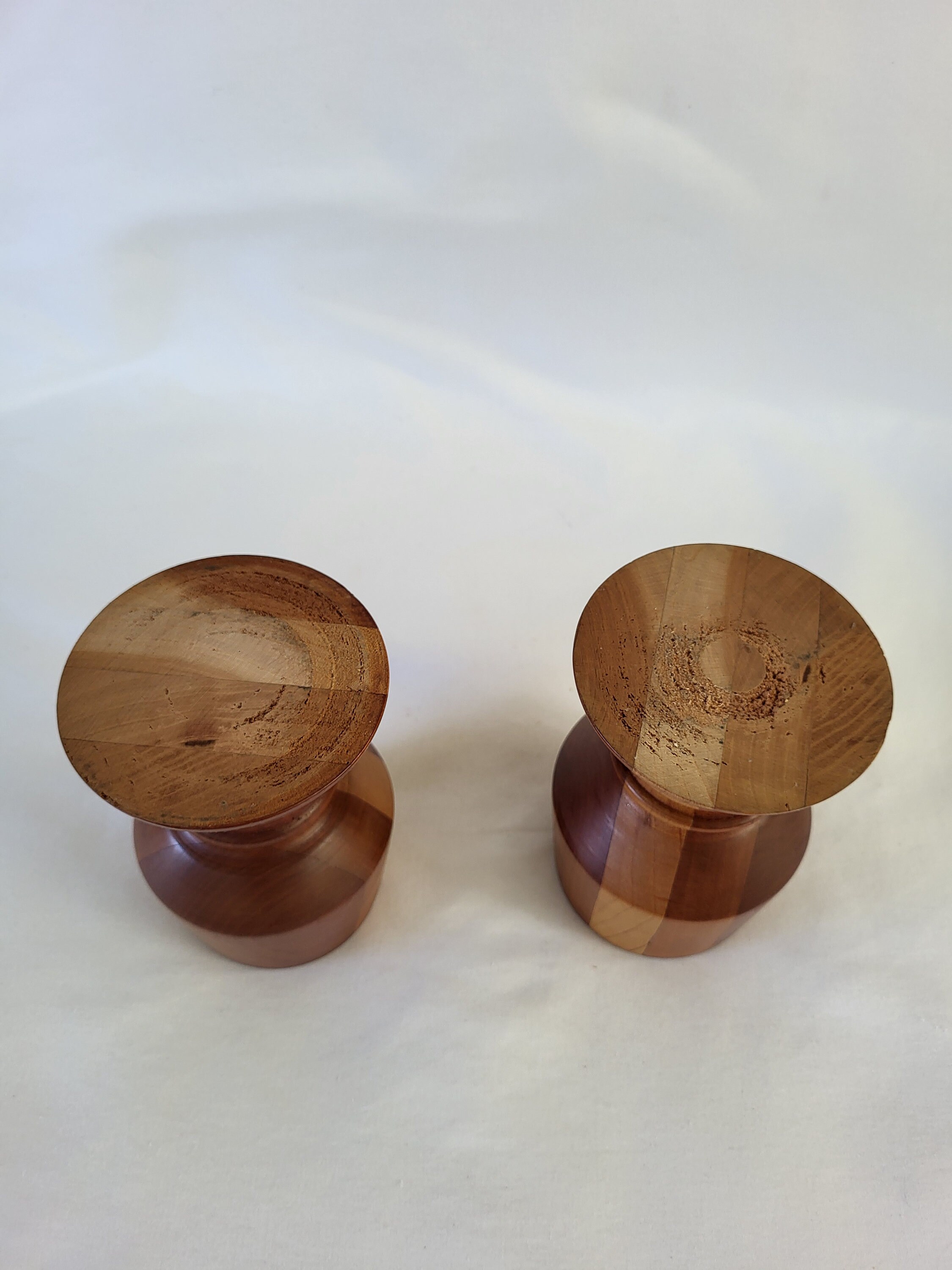 Pair of Vintage Hand Turned Wood Candlestick Holders, Danish Modern/mcm ...