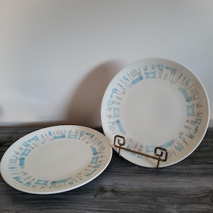 Vintage Royal China Blue Heaven Dinner Plates, Set of 2, USA MCM