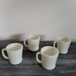Vintage Fire King Milk Glass Mugs, Set of 4, MCM USA