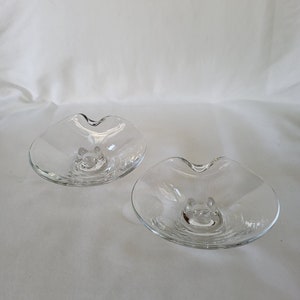 Pair of Vintage Fostoria Pine Clear Glass Candlestick Holders, 1950s-70s