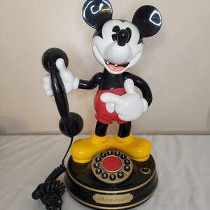 アンティーク雑貨 Mickey Mouse Animated Talking Telephone Works* 90's Vintage Mickey Mouse Animated Talking Telephone