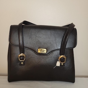 Bolso de mano vintage de cuero marrón, 30 x 25 cm, nuevo y de antiguo stock, con etiqueta, MCM