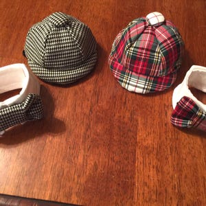 Small dog newsboy cap and Bowtie Collar set