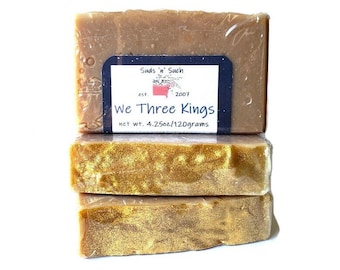 We Three Kings - Frankincense and Myrrh Handmade Soap with Gold Mica Glitter