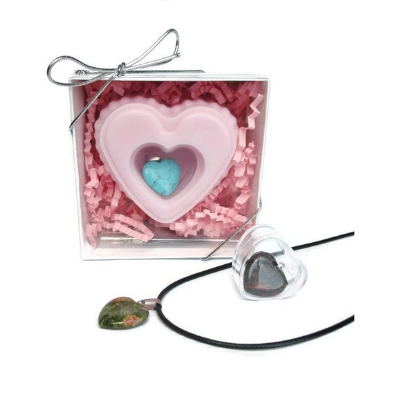 Heart Soap with Jewelry Surprise Inside - Pink Heart Scented in Cherry Almond with Necklace