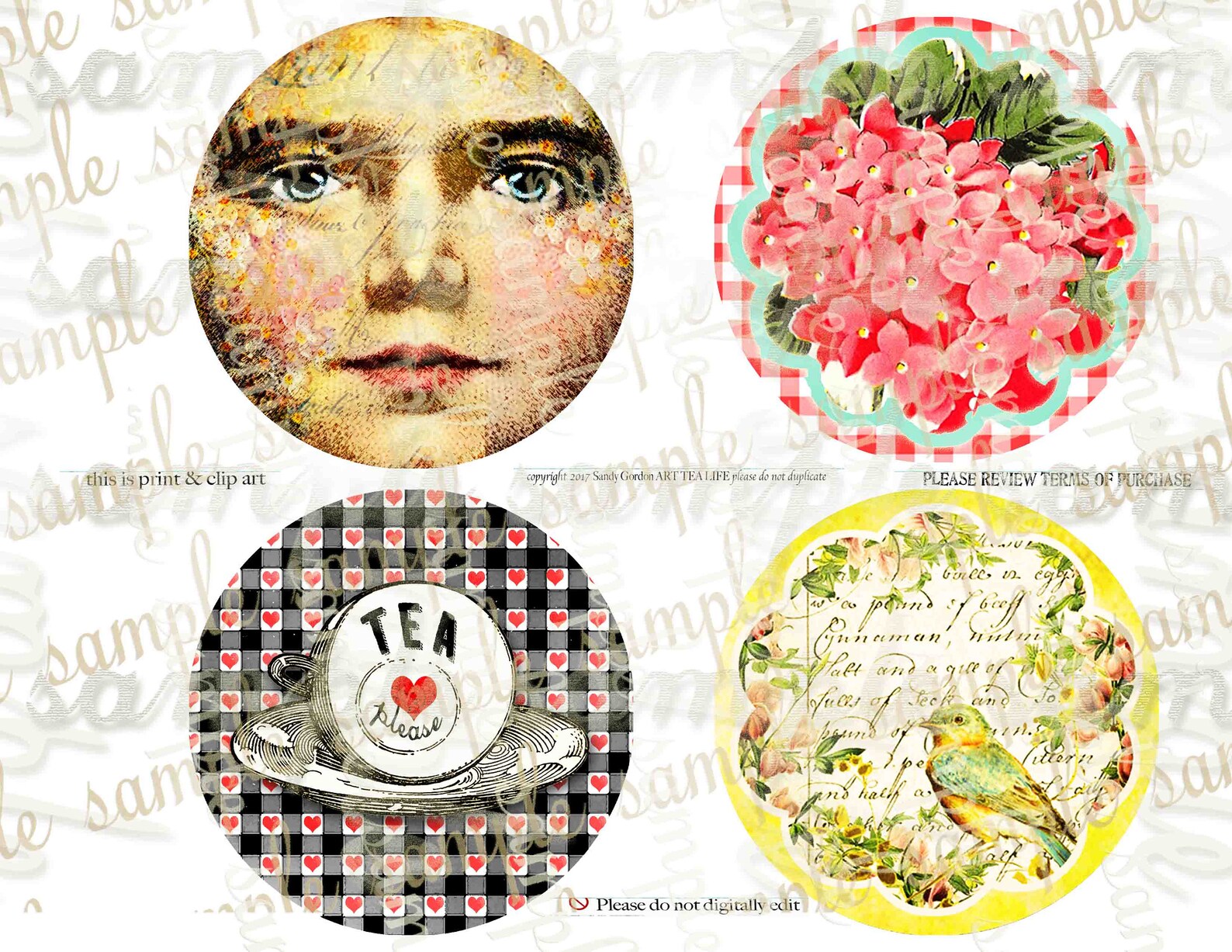 ART TEA LIFE Wishful Coaster 4 Inch Circle Collection Collage Etsy