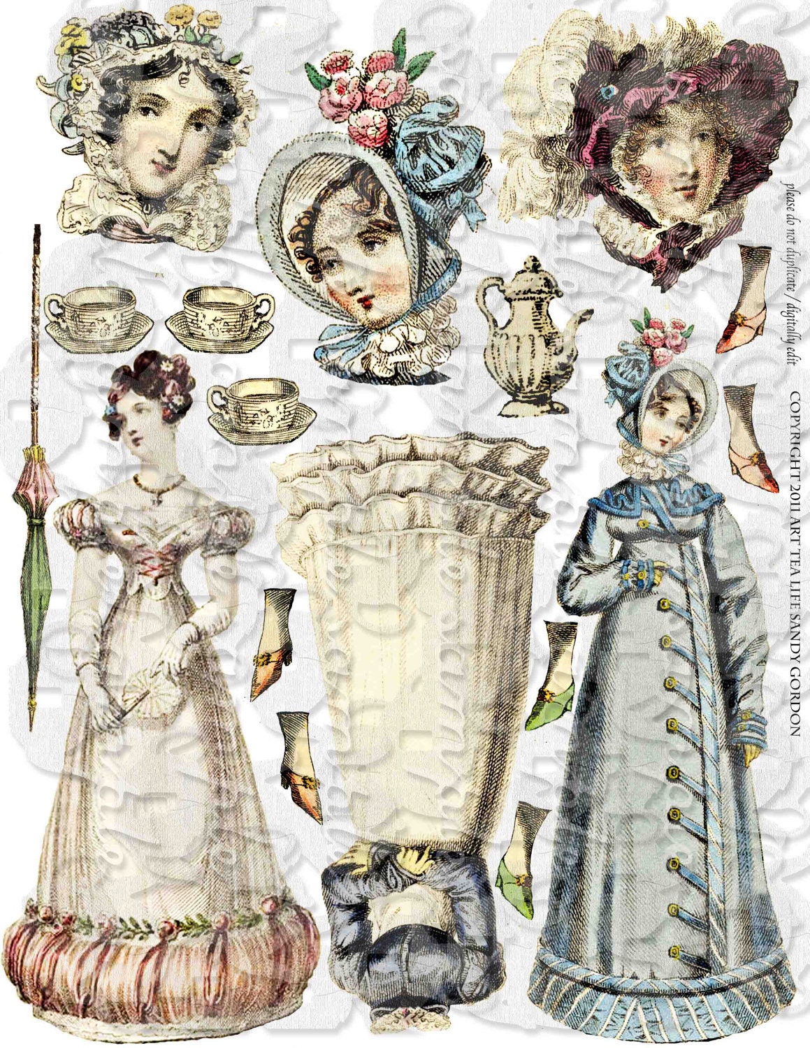 Jane's Paper Dolls Digital Collage Sheet Journal Page Scrapbookin…
