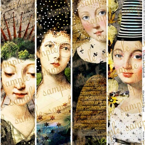 ART TEA LIFE Oh My Dears Vertical Strip Set Border Collage Sheet Digital File band gift tag invitation journal  scrapbook printable download