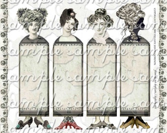 ART TEA LIFE Bookmarks Collage Sheet Scrapbooking clip art Digital File gift tags invitation decoupage art doll