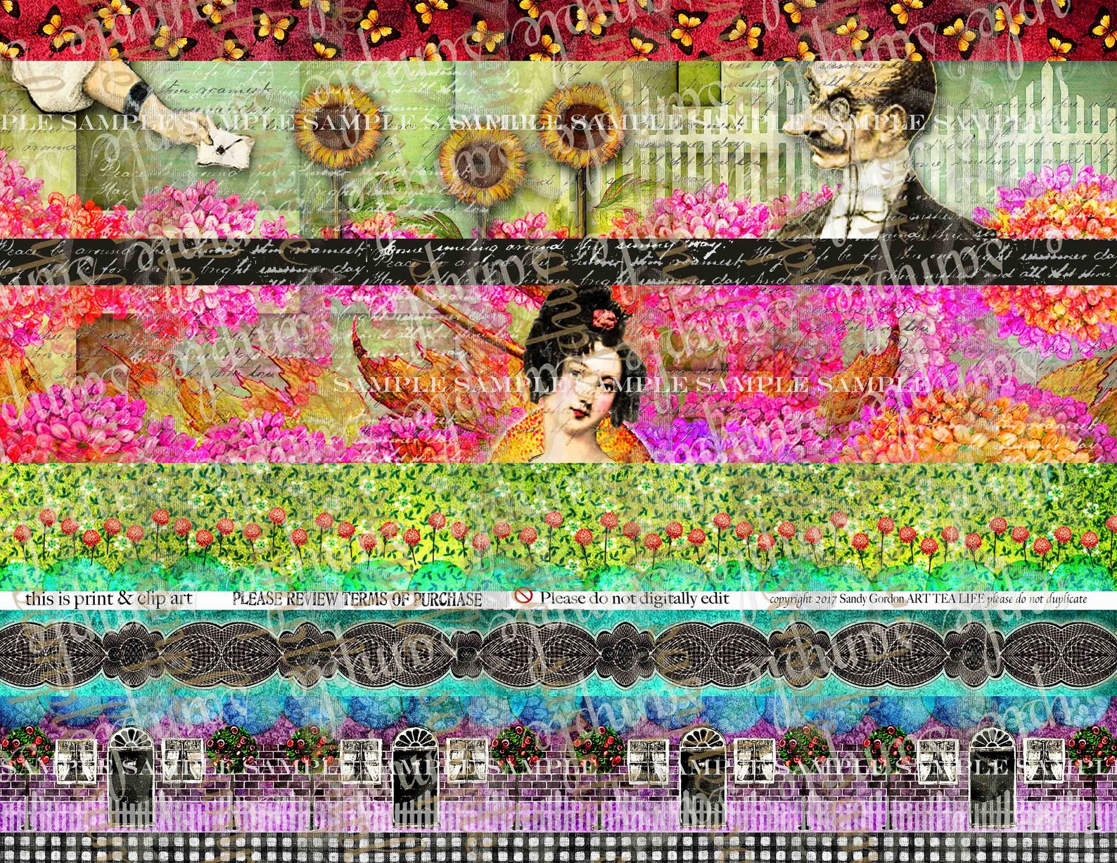 ART TEA LIFE Sweet Story Strip Set Borders Collage Sheet Etsy