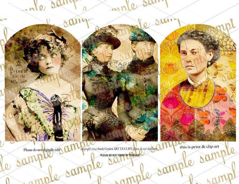 ART TEA LIFE Arched Tags Collection Collage Sheet Journal Etsy