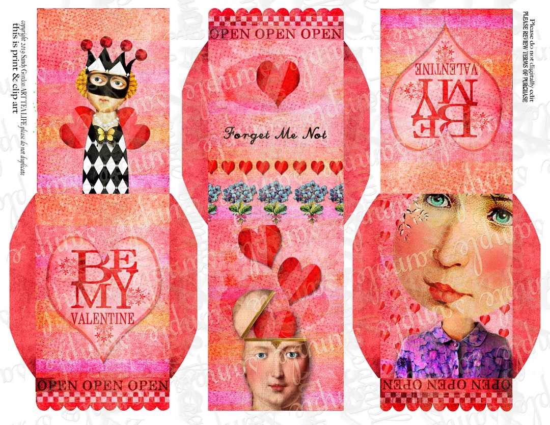 ART TEA LIFE Folded Valentines Three Collage Sheet Journal Etsy