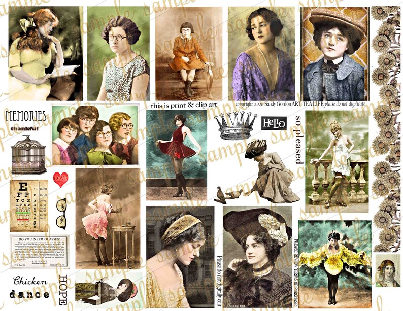 ART TEA LIFE Collection of Vintage Photos Collage Sheet Etsy
