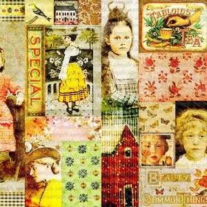 ART TEA LIFE Special Tea Collage Sheet Digital File journal scrapbook cards bookmark printable border words strips gift tags atc paper craft