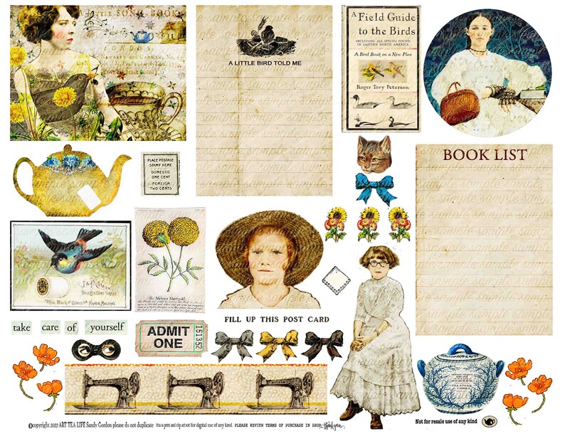 ART TEA LIFE Fall Oh Me Collage Sheet Set Digital File Journal Etsy