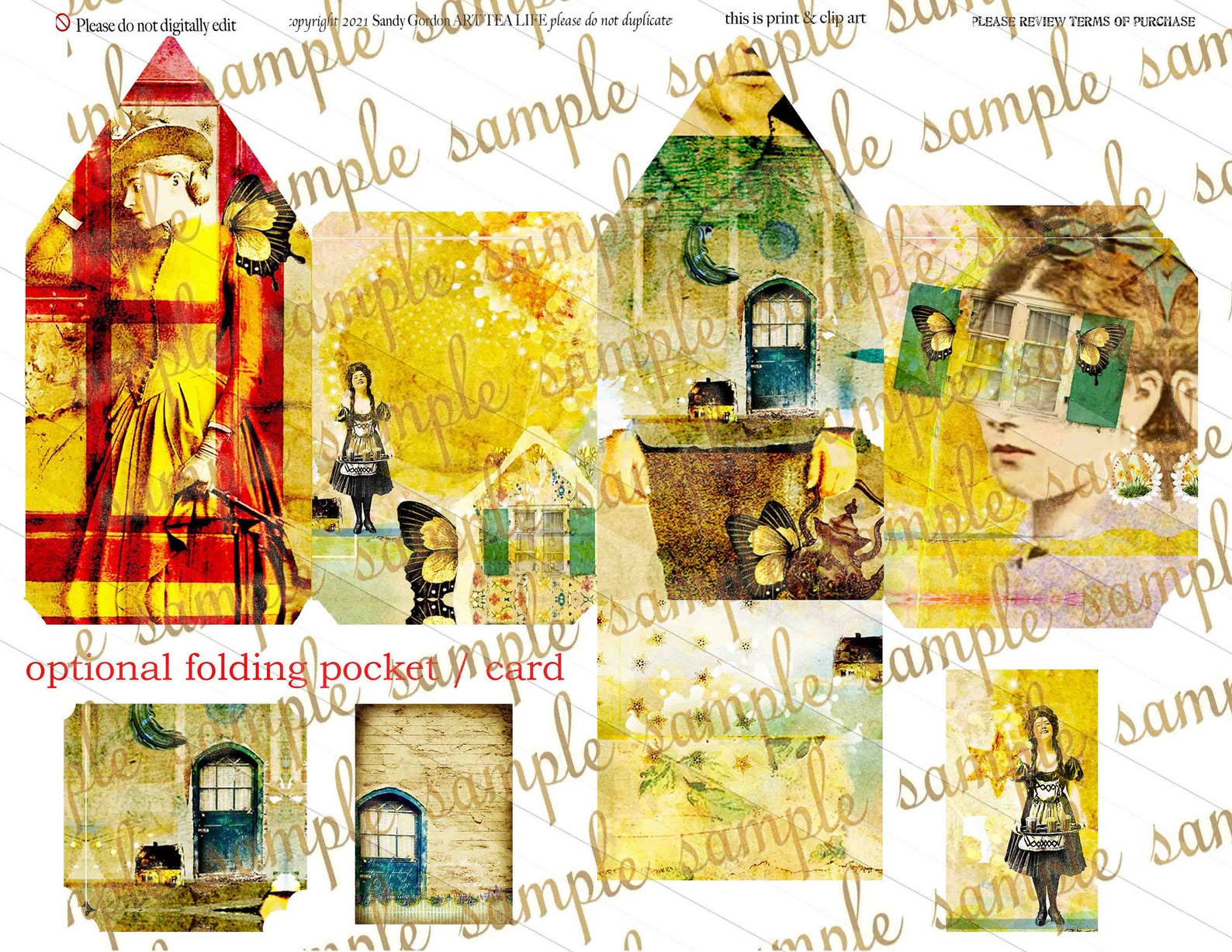 ART TEA Life Folding Houses Collage Sheet Set Printable Etsy