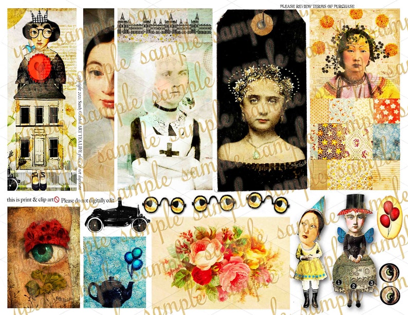 ART TEA LIFE It's a Mix Collage Sheet Digital File Gift Etsy