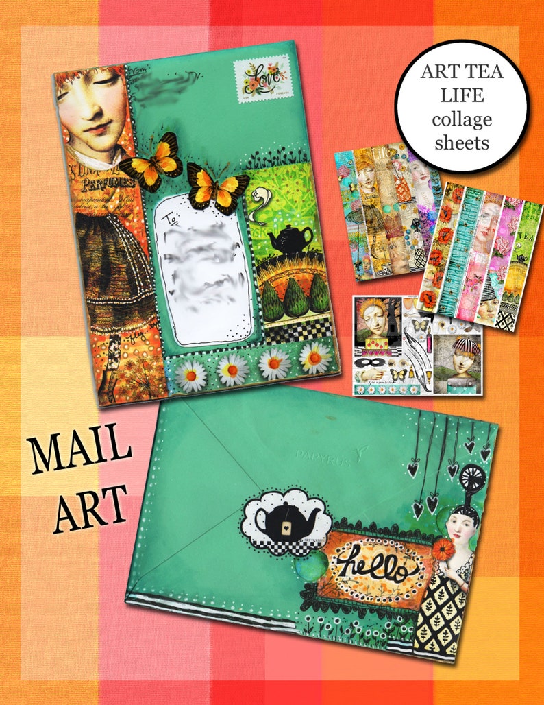 ART TEA LIFE Simply Happy Vertical Strip Set Borders Collage Etsy