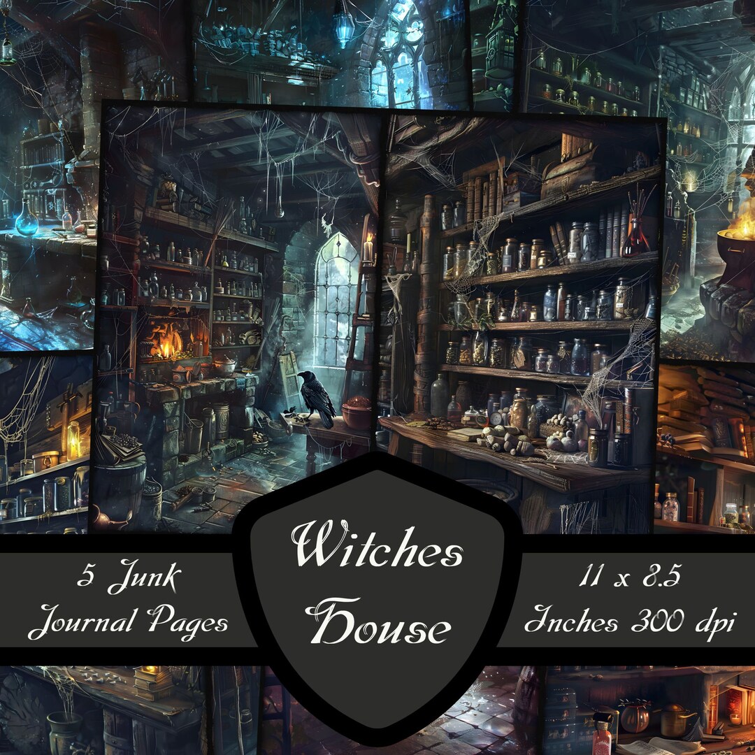 Witches House Junk Journal Pages, Dark Interior Scrapbook Paper ...