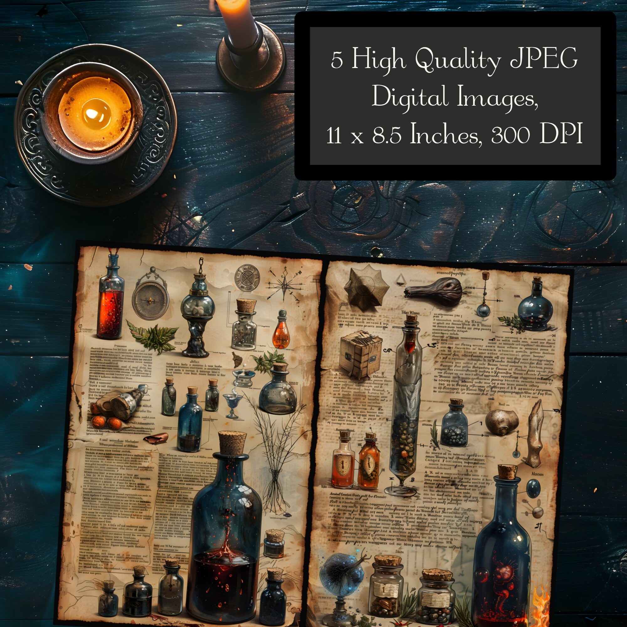 Witches Potion Recipes Junk Journal Pages, Mystic Potion Scrapbook ...