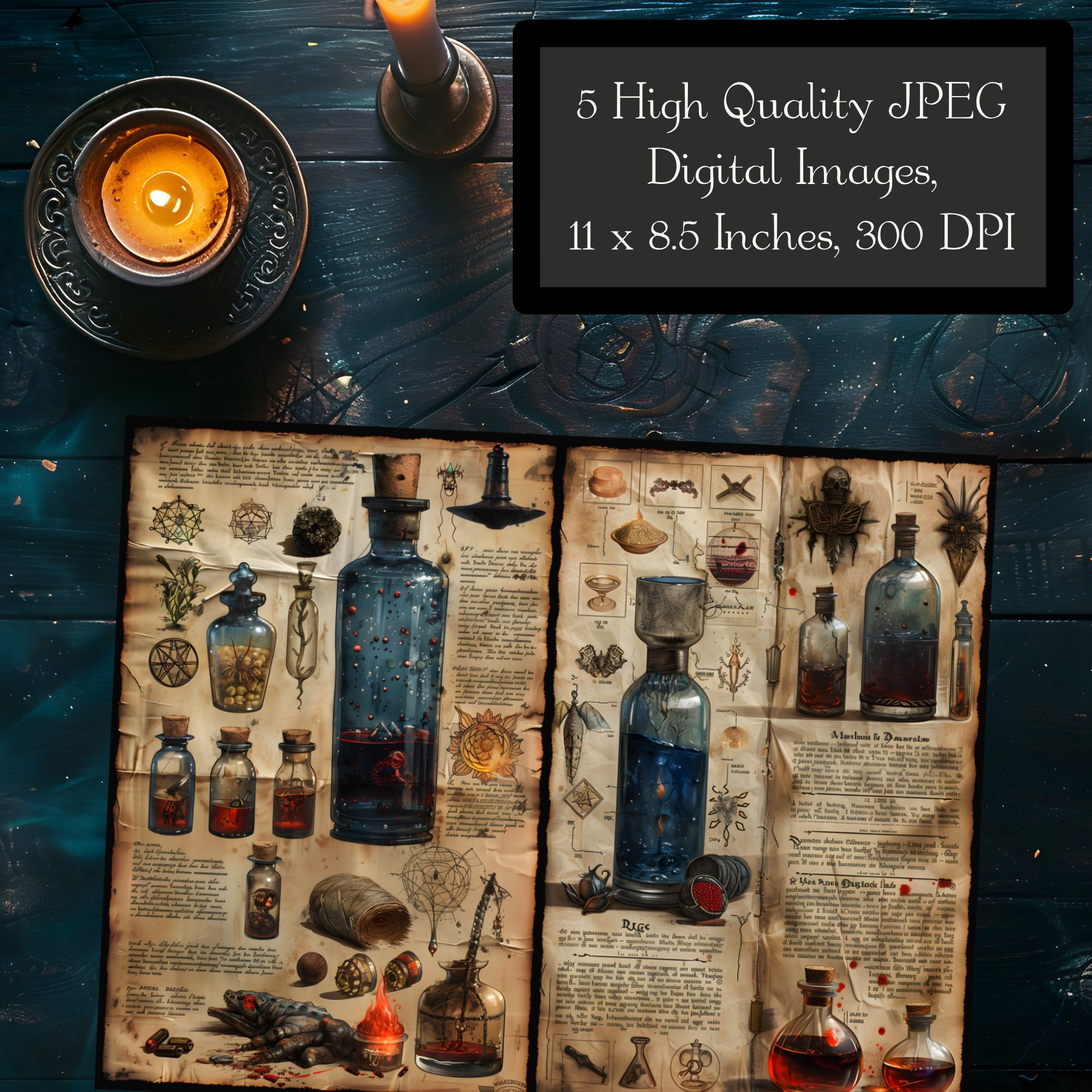 Witches Potion Recipes Junk Journal Pages, Mystic Potion Scrapbook ...