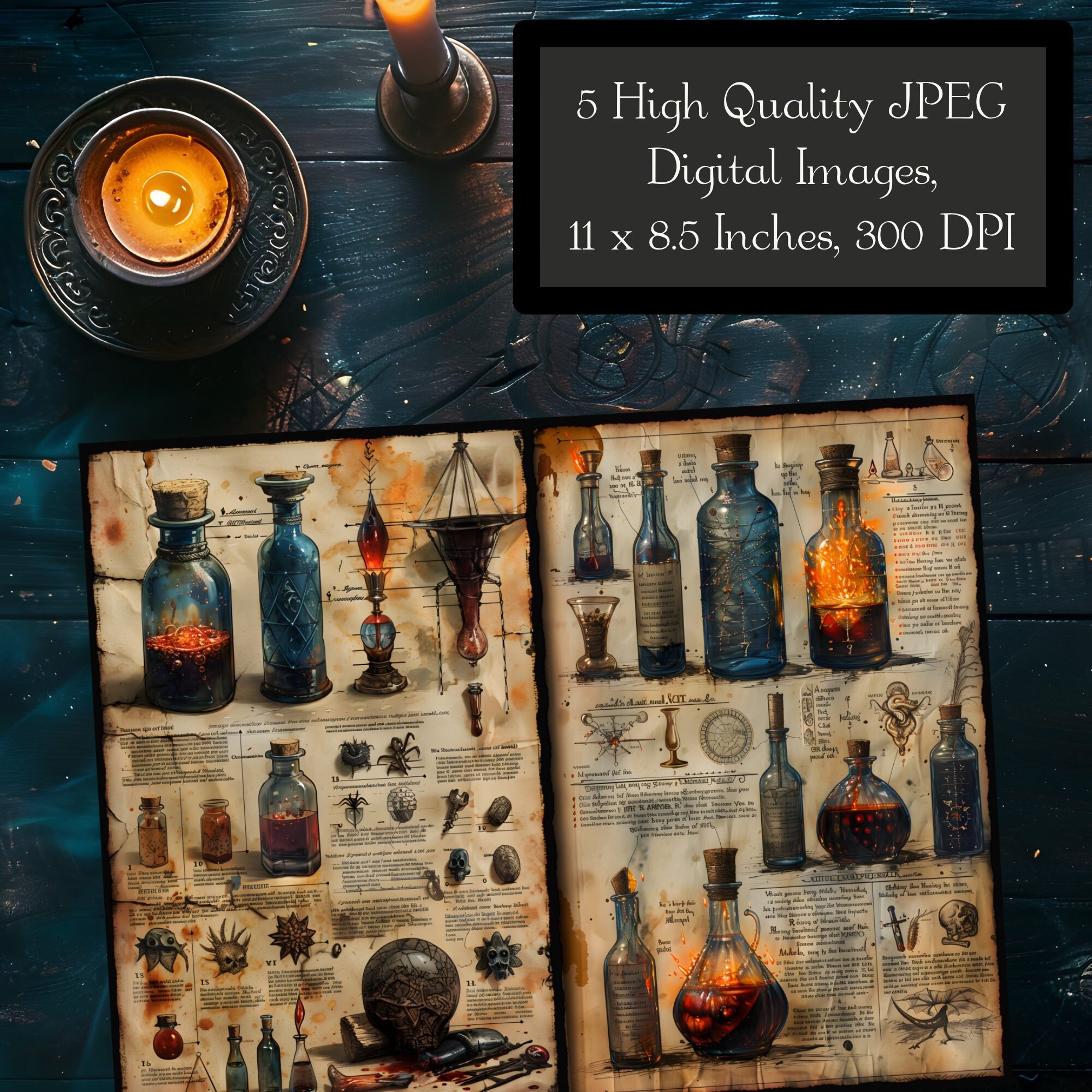 Witches Potion Recipes Junk Journal Pages, Mystic Potion Scrapbook ...